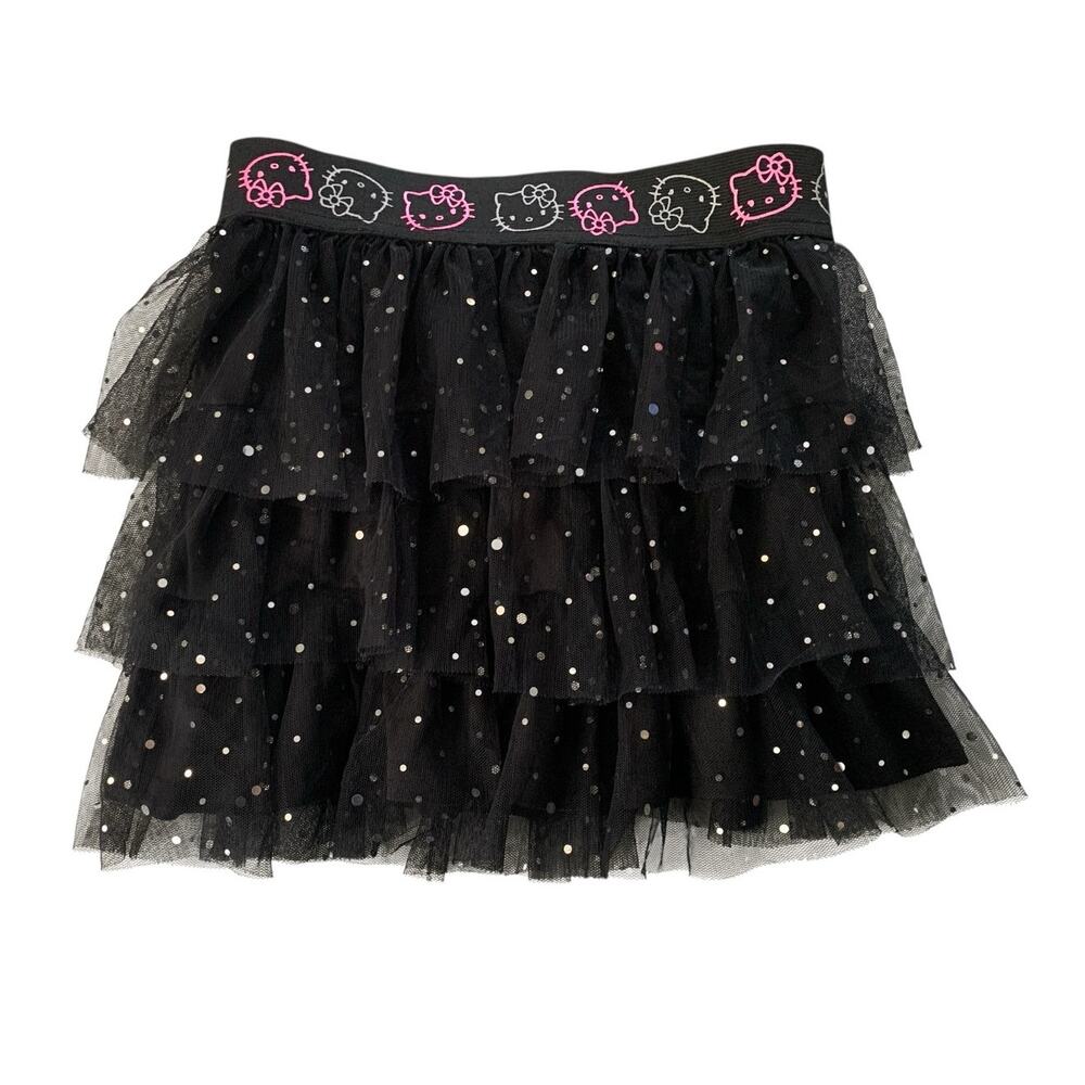 Hello kitty Skirt Girls 6/6X Black Bling Elastic Waist Halloween Costume